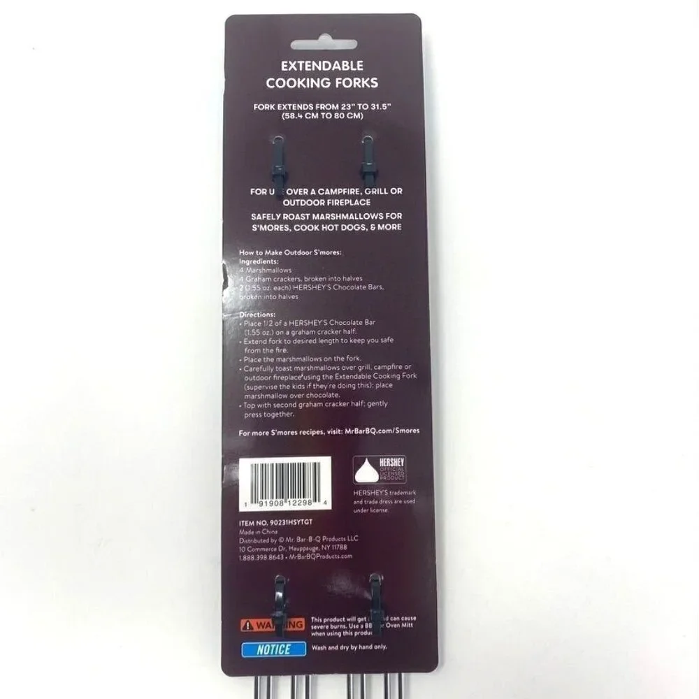 Hershey's S'mores 2pk Extension Fork Grill Tools Silver Glow in the Dark